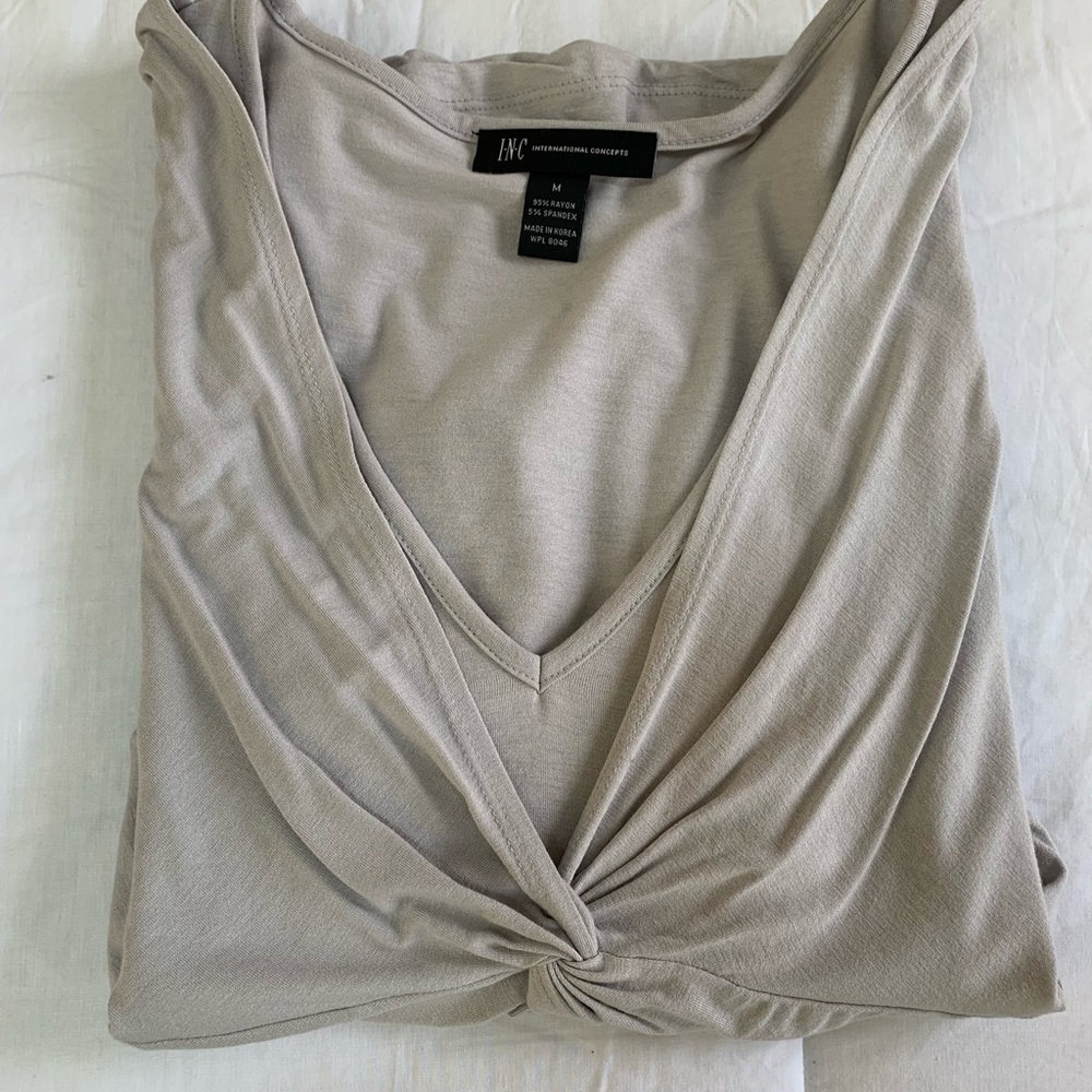 INC International Concepts Gray Twist Front Top